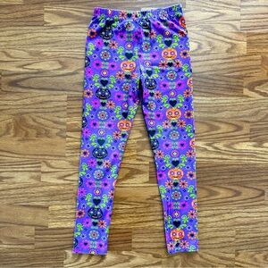 Emily Rose Halloween Girls Leggings Size 8 Purple Pink Orange Pumpkin EUC!